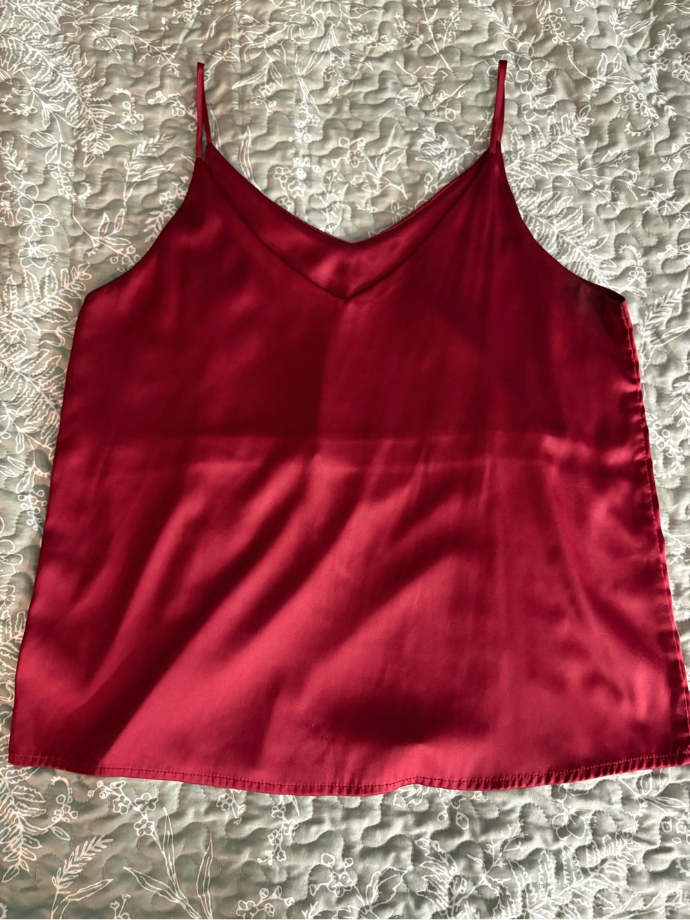 Women's Satin V-Neck Cami Tank Top - Red